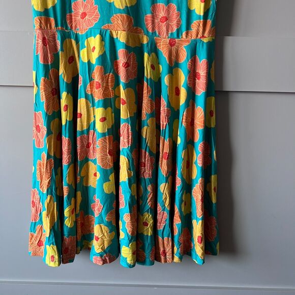 Paradise Now Hawaii Floral Babydoll Dress Girls Youth Large Blue Beach Bamboo - Picture 4 of 13